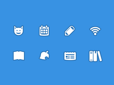 AC Icons animal crossing book books calendar cat events flat guides icons leaf news newspaper patterns pencil simple wifi
