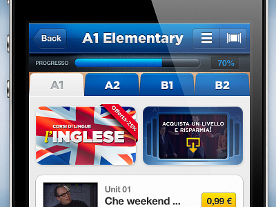 L'inglese - UI app app blue iphone navigation ui yellow