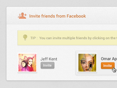 Invite Friends facebook invite friends list list ui design