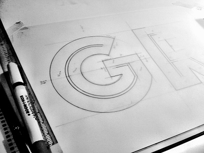 Inking a Logotype drawing g inking inline logotype phosphor process typography