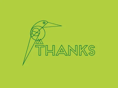 Thanks RC bird debut green outlines thanks
