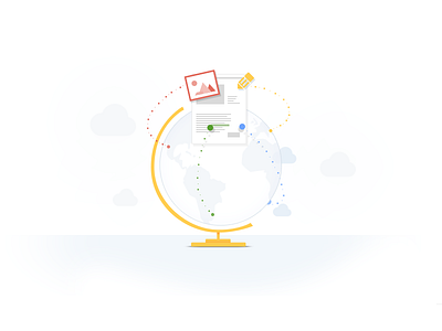 Google Drive - Collaboration Globe clouds collaboration continents doc document drive globe google google drive icon illustration map photo stand word world