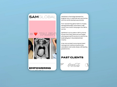 SAM Global | Website Design agency artist brand branding design global homepage identity management mobile model talent web website