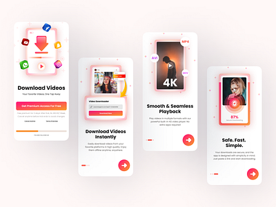 Onboarding Screens - Video Downloader App design downloader app facebook instagram nabeelahmed onboarding tiktok ui ux video video app video downloader