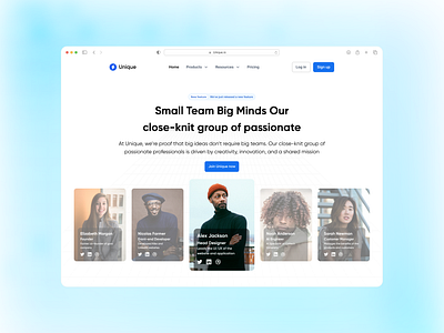 Unique Team Page branding design figma home landing page team ui ux web design website