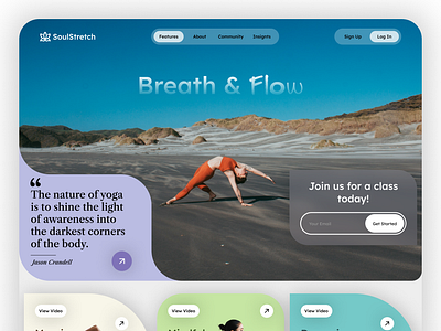 SoulStretch – Yoga Website branding calming design design design concept graphic design healing website meditation mindfulness minimal minimal design ui ui design user experience ux ux design web design wellness design yoga inspiration yoga studio yoga website