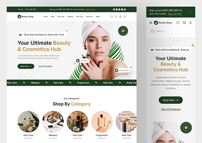 Beauty and Cosmetic Products Shop Website UIUX Design | Figma app design beauty and cosmetic website beauty store ecommerce cosmetic shop website design designer figma hire uiux designeer landing page ui ui designer uiux design user interface ux web web design web designer web uiux website website designer in usa