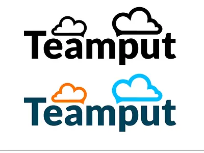 Teamput logo black and white chat clouds colour lato logo