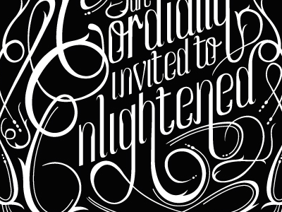 Enlightened Invitations black blackwhite design exhibition fancy script typography