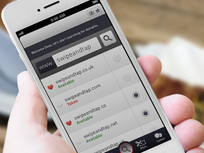Domain Purchasing App app bar ios iphone tab ui