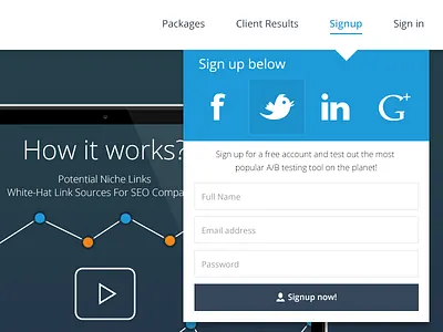 Signup dropdown button dropdown facebook form google plus input linkedin signup social twitter