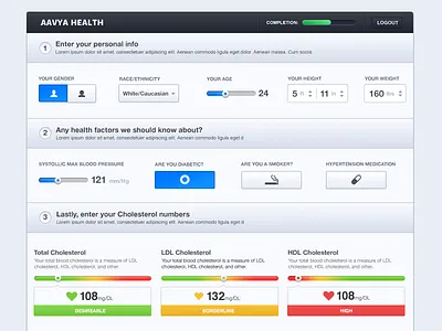 Medical Tracker buttons health heart hospital medical progress bar scale slider toggle