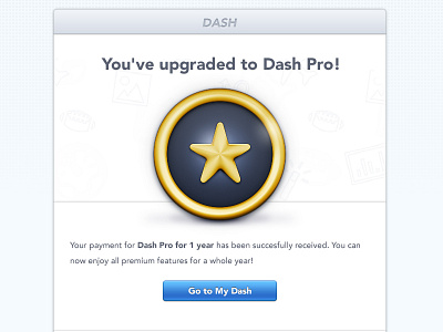 Upgraded Email Confirmation dashboard email medal upgrade