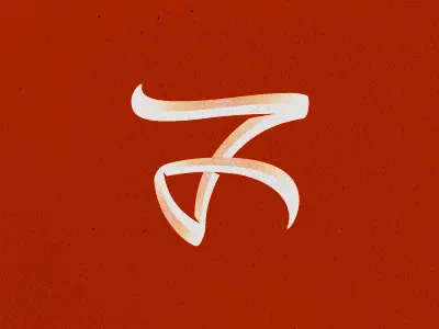 Seven 7 brush calligraphy design logo mark number seven shadow typography unused