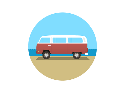 Van (color) car center circle circular clean crop ocean side simple transportation van vector vehicle volkswagen vw wheels