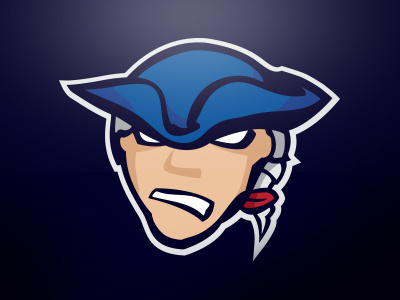 Patriots blue face fight hat logo mascot patriot patriotism red stare white