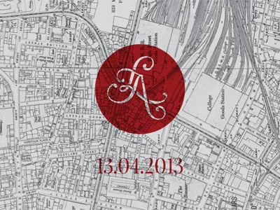 LA Brand used on reverse of invite brand creative design duplex gfsmith logo typography wedding