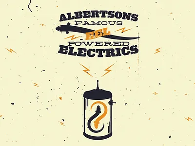 Albertsons Eel Powered Electrics branding fantasy fiction fictional logo signage steampunk typography vintage