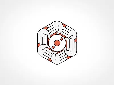 Potential App Icon app badge cd disc hand hexagon icon logo mark music red