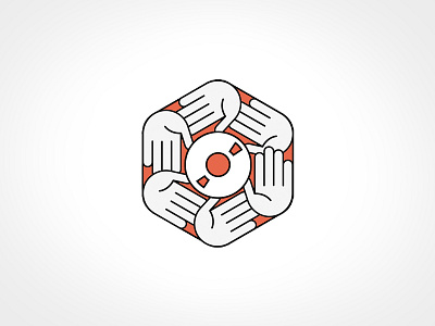 Potential App Icon app badge cd disc hand hexagon icon logo mark music red