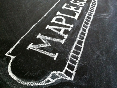 Maple & Belmont in Chalk chalkboard lettering sign