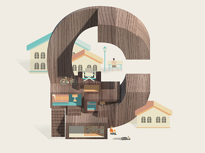 Letter C c illustration letter typography wood