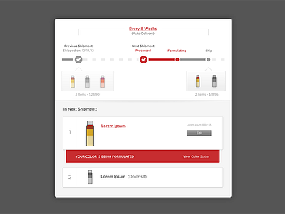 Subscription Interface alert history interface order process recurring retail subscription timeline ui