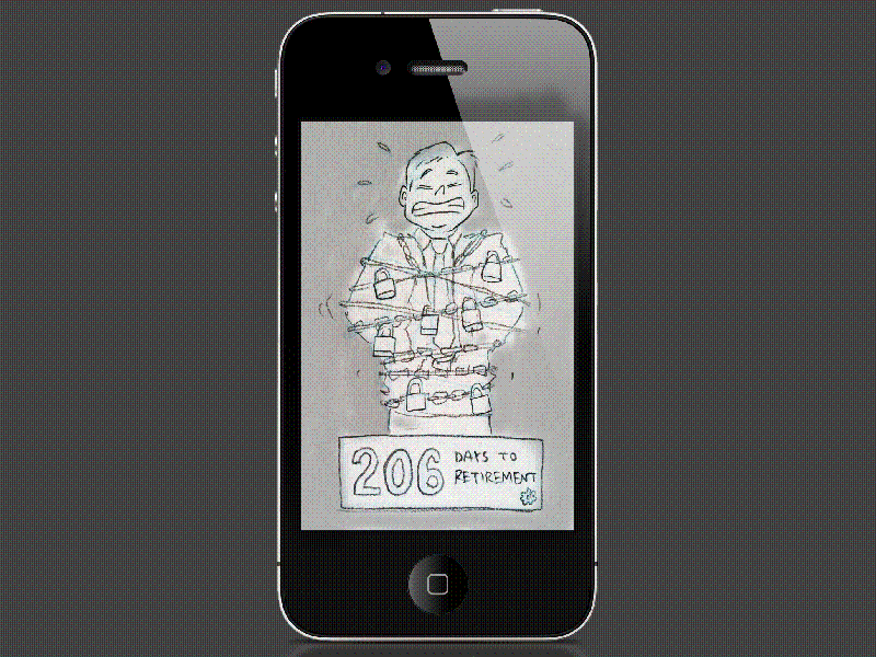 Countdown to Retirement - Sketch to Final illustration progress ui