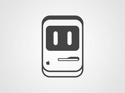 AppleAddicted's B&W Macintosh mascot apple appleaddicted illustration mac macintosh mascot