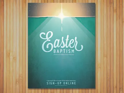 Easter Baptism Poster baptism church cross depth easter grain grunge poster sky sunrise water