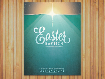 Easter Baptism Poster baptism church cross depth easter grain grunge poster sky sunrise water