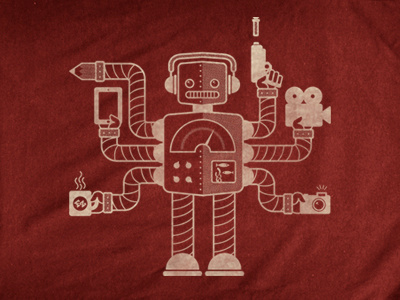 Robot Shirt camera coffee gun headphones ipad nerf pencil robot