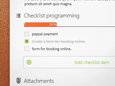 Checklist Items with Progress Bar checklist clean design minimalist progress bar ui