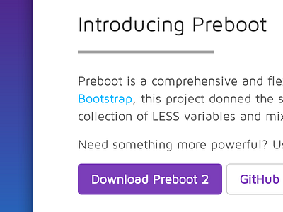 Preboot reboot blue css gray html less maven pro preboot purple white