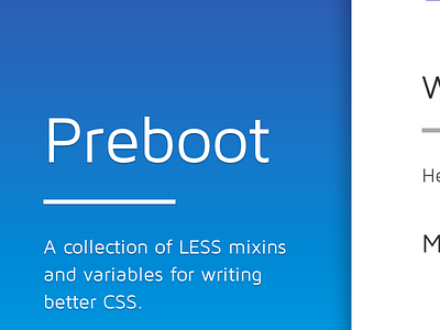 Preboot reboot blue css html less maven pro preboot white