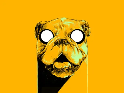 Dribbble 081 adventure time black contrast dog drawing eyeballs hatching illustration jake lighting yellow