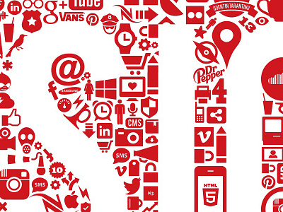 Iconic Design collage icons monotone