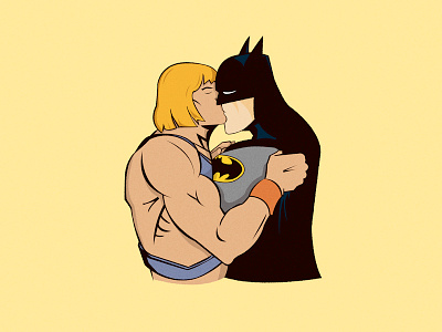 He-Man and Batman batman heman illustration kissing