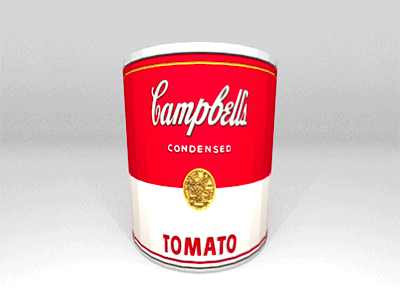 Art.gif 3d animation art campbells design gif motion soup warhol