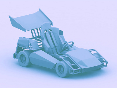 Go-Kart ao c4d cart cinema 4d go kart low poly lowpoly model racer racing render slicks spoiler tires track vehicle wheel wing