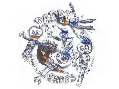 Daddy, you forgot to put shoes on me drawing illustration