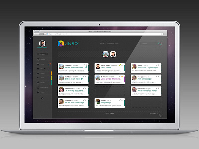 Zinbox Drible05 design email client front interface mail menu navigation startup ui ux