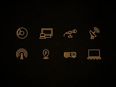 FG Icons cd icons location mic orange projector sat tv viewing wifi