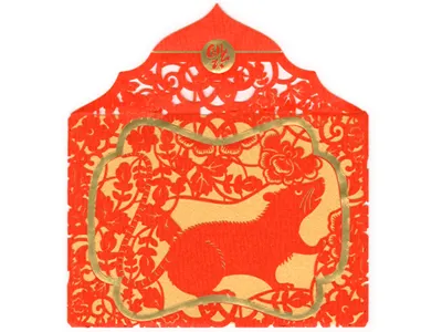 LiXi Gift Envelope / Year of the Rat laser cut rat
