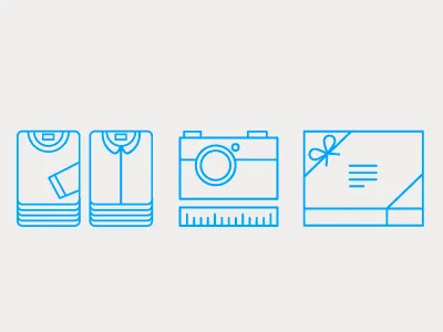 Process Icons camera icons minimal parcel shirt