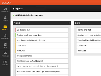 New Sidecar UI application interface project management ui