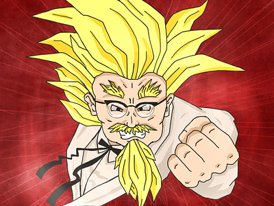 Super Saiyan Colonel Sanders anime dragon ball kfc procreate saiyan super