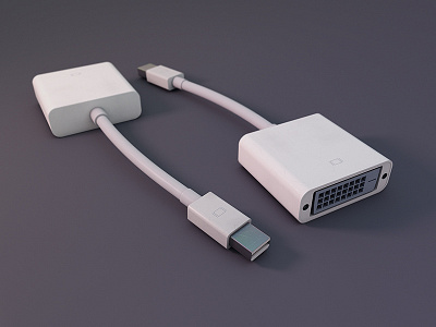 (Free C4D) MiniDisplayPort Adapter 3d adapter apple c4d display free minidisplay model rendering screen white