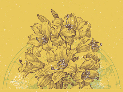 Flowers flowers poster woodcut