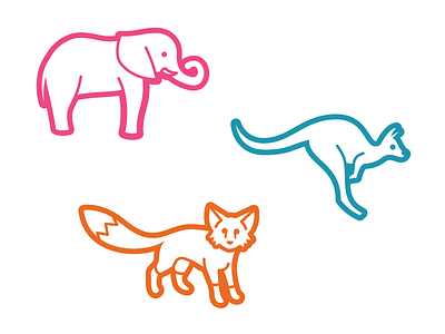 Moar animals animal animals elephant fox illustration kangaroo ryan brock